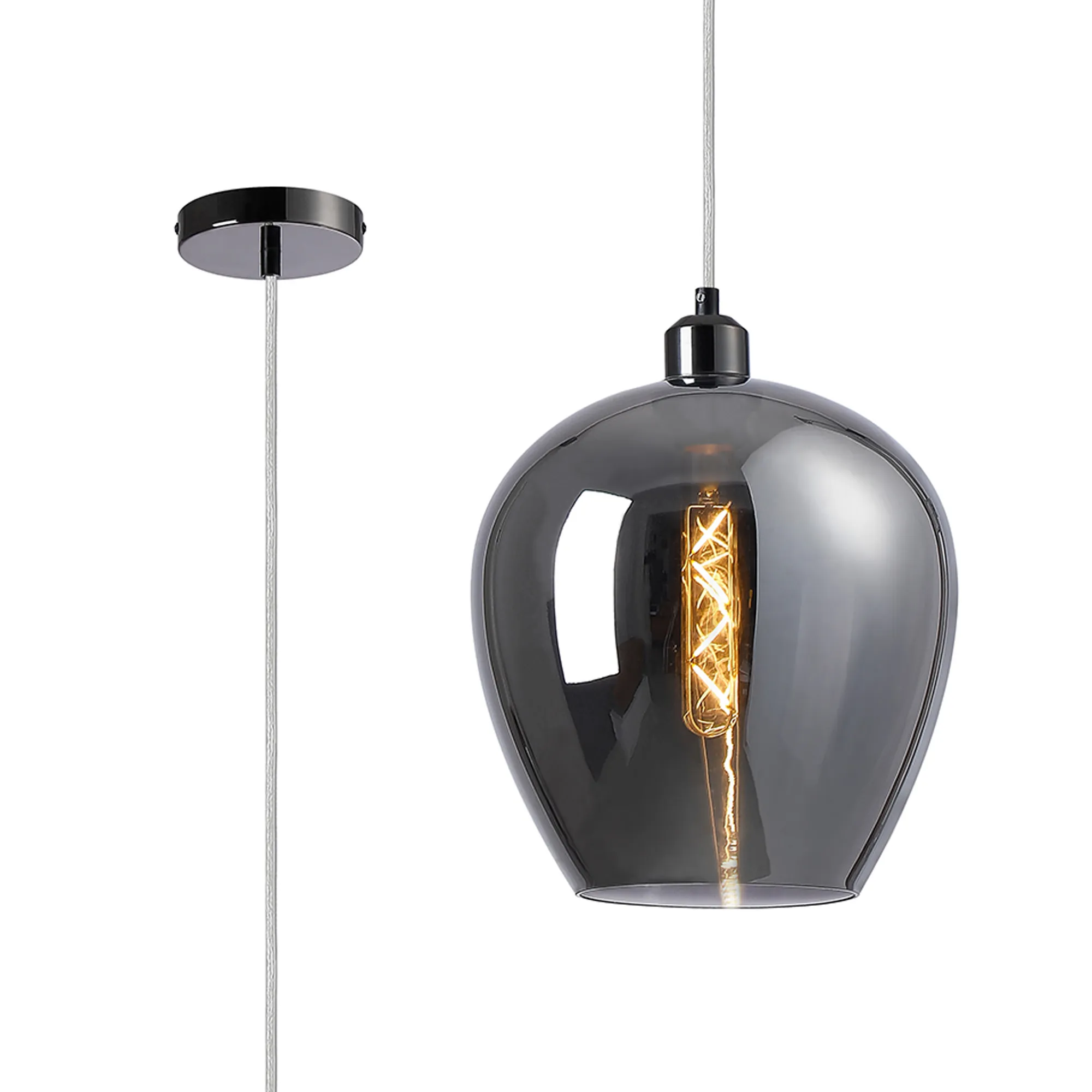 Cawdor Black Chrome Ceiling Lights Deco Single Pendant